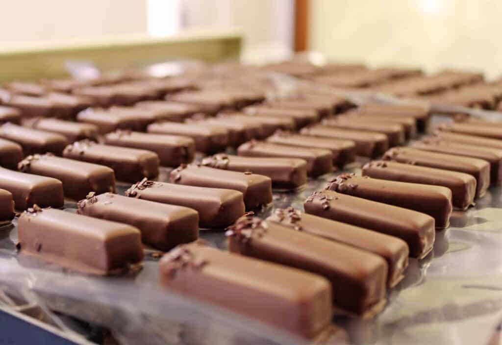 Mini chocolates ready for packaging
