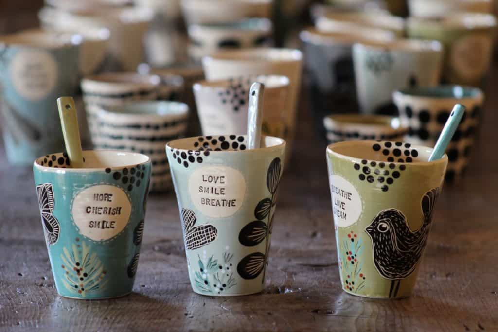 Decorative ceramic coffee cups
