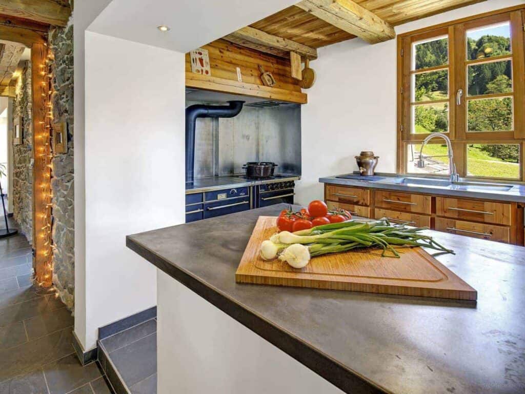 Traditional farmhouse kitchen at chalet ladroit