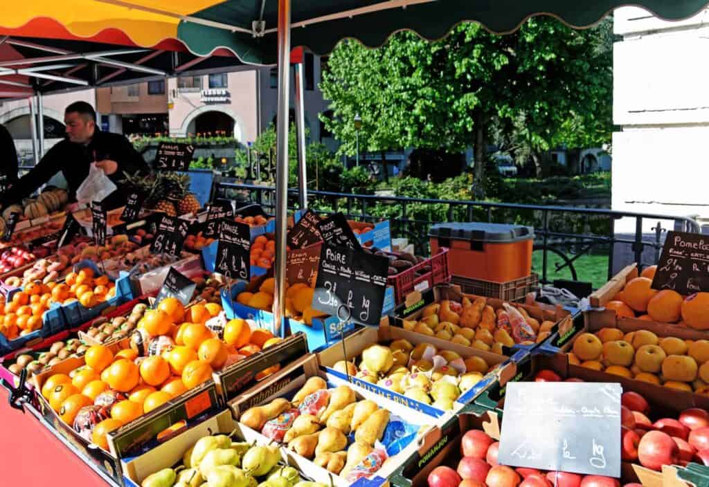 Fruit stall at the Annecy street market