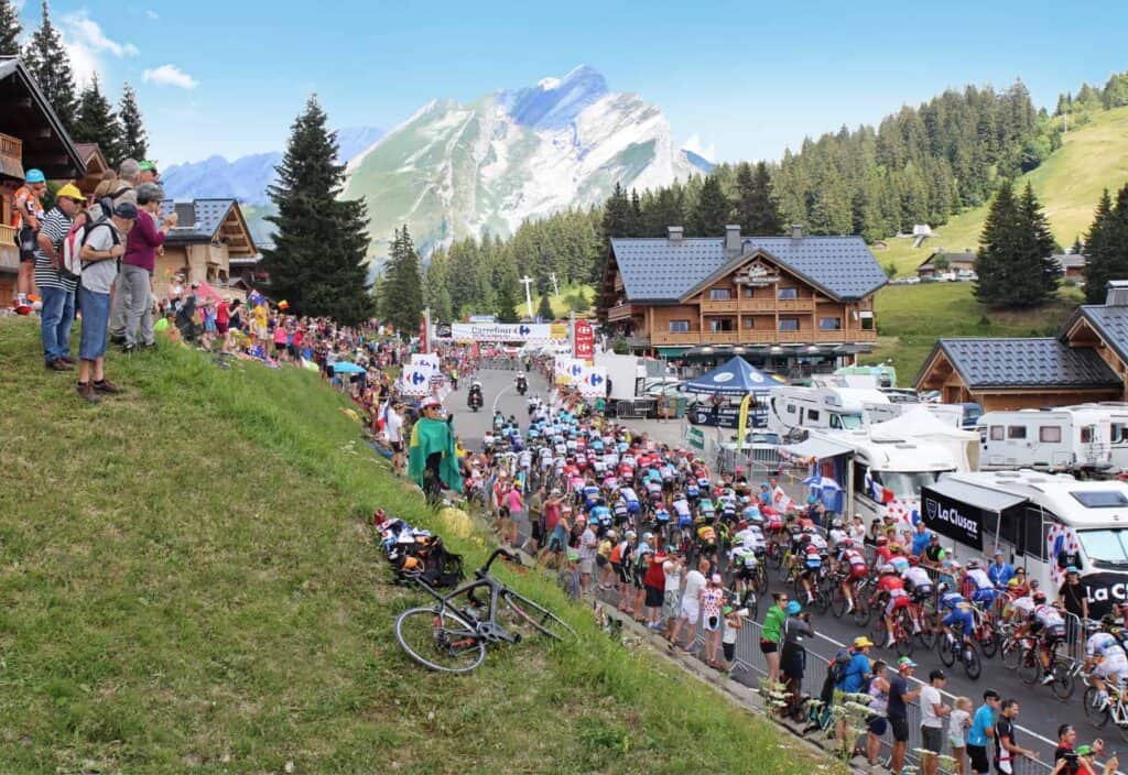 The peloton as it summited the Col de la Croix Fry - Photo credit: Andrew Goodman