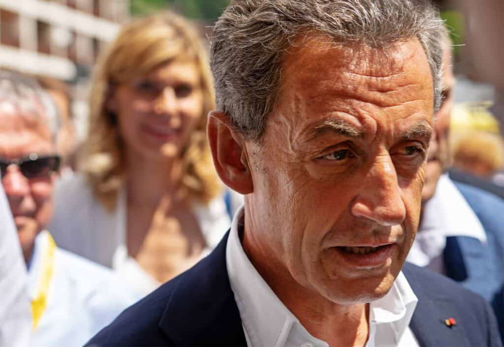 Ex-President Nicolas Sarkozy joined the crowds in St Jean de Sixt to show his support for the riders - Photo credit: Allen Swindles