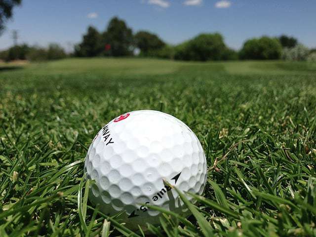 Golf ball in the grass at Golf le Rocher Blanc