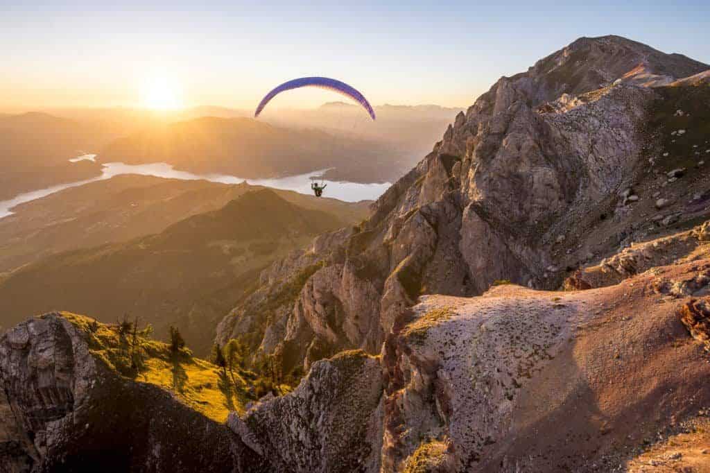 Autumnal paragliding in Alps
