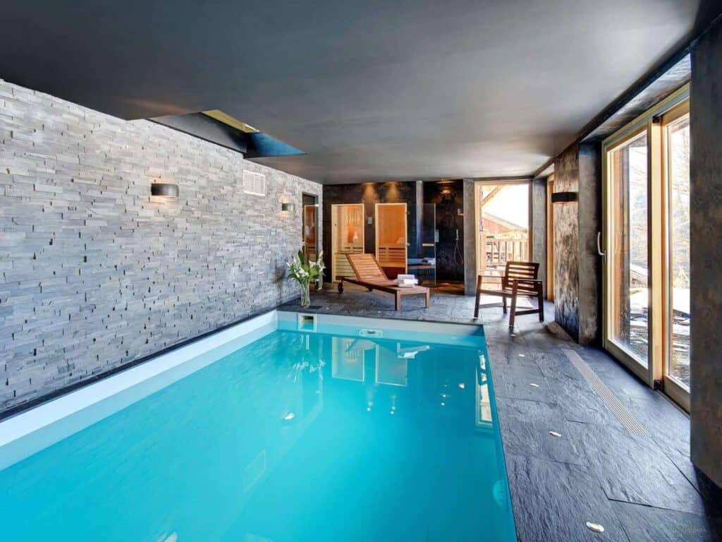 Cool slate at these chalets with indoor pool