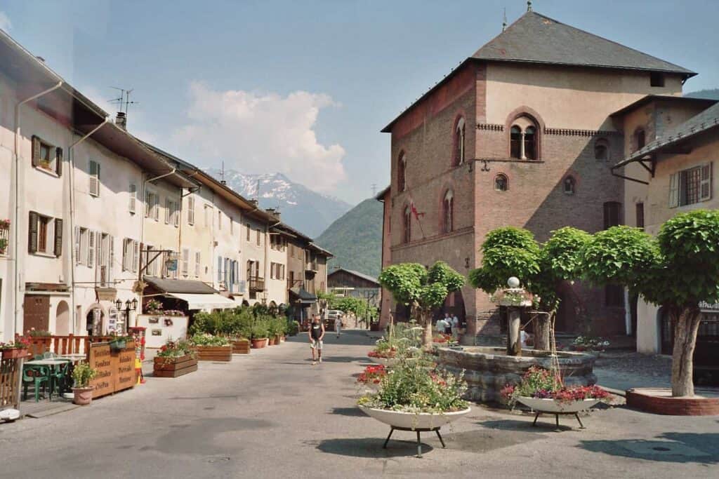 The village square of the medieval village of Conflans near Albertville