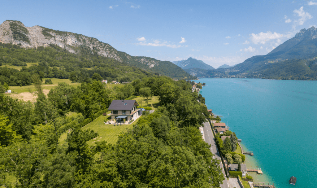 Panoramic lake view with villa