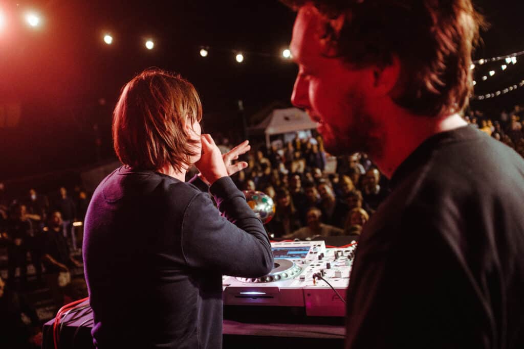 Radiomeuh DJs performing to a crowd