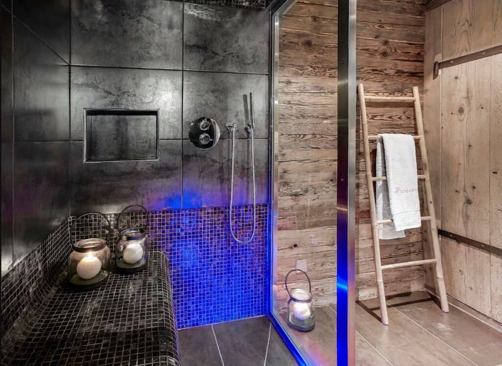 Candles add to the relaxing atmosphere in the steam room at Chalet Patagonia, available through OVO Network
