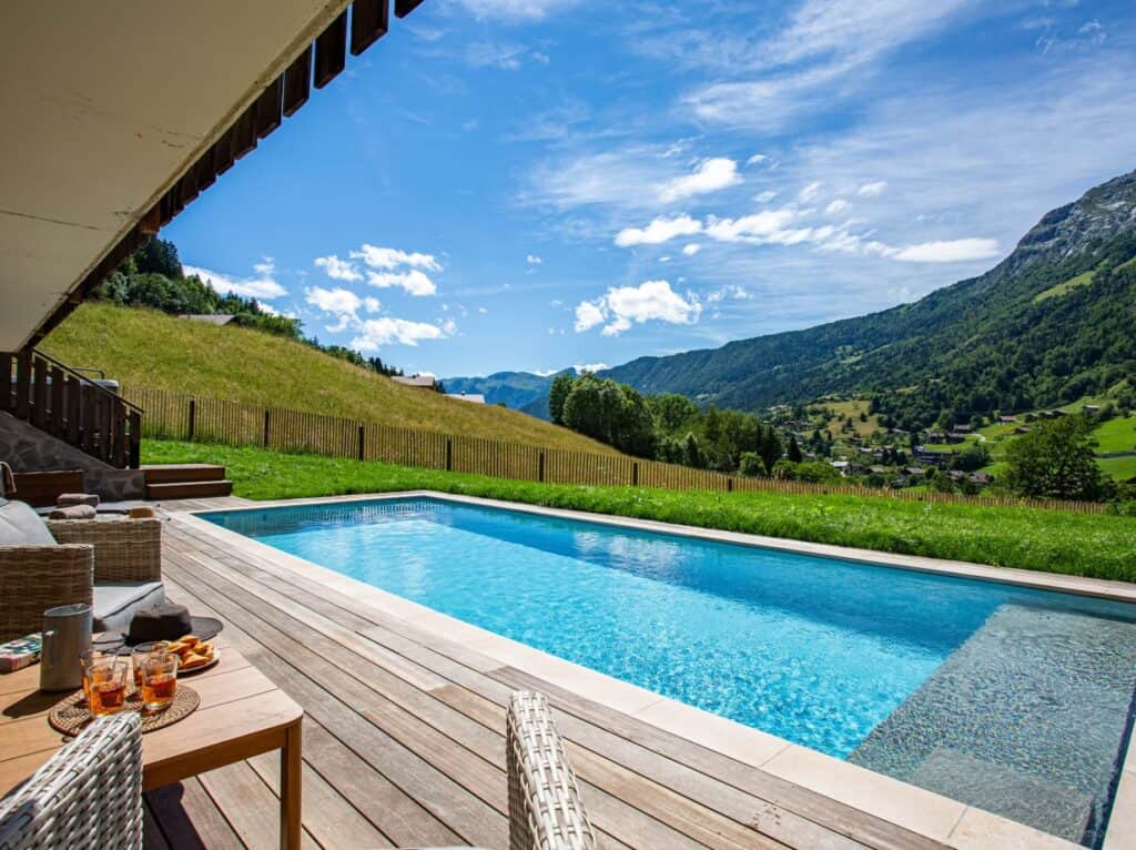 The beautiful swimming pool with mountain views