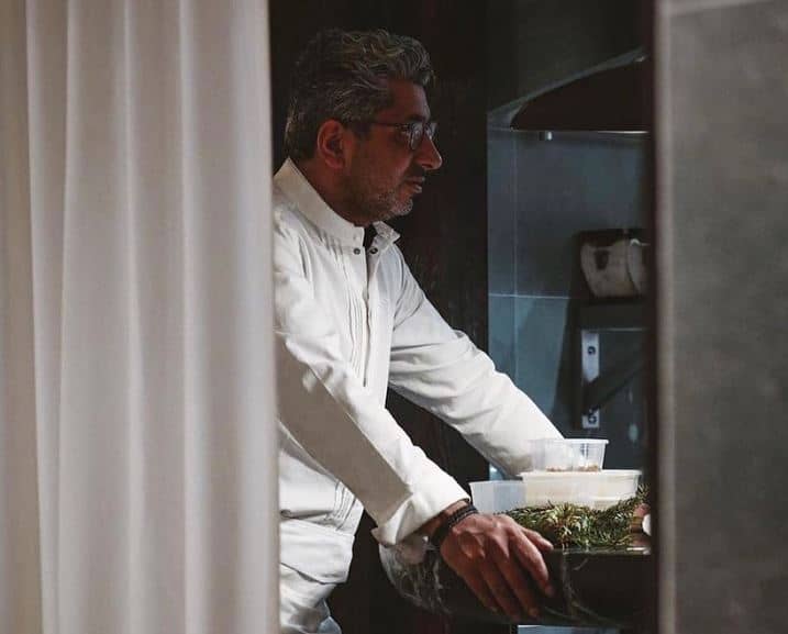 Sylvestre Wahid in the kitchen of his restaurant in Courchevel