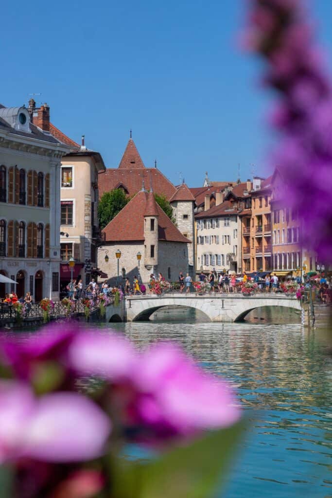 The historic town of Annecy photographed in the sun