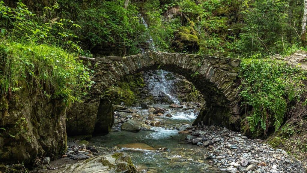 A bridge over as mountain stream