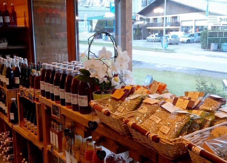 A display of Alpine products, including crozets pasta