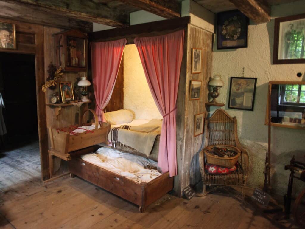 A traditional bedroom at a farming museum