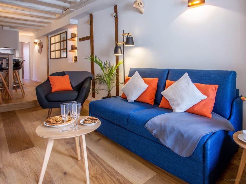 The living room at Le Petit Swan Doors, à Annecy.