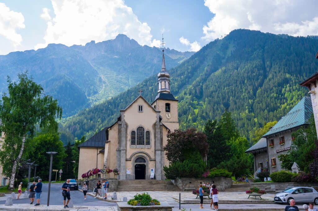 The Chamonix church in summer.