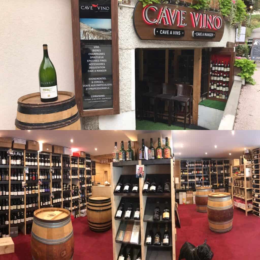 Exterior and interior shots of La Cave Vino