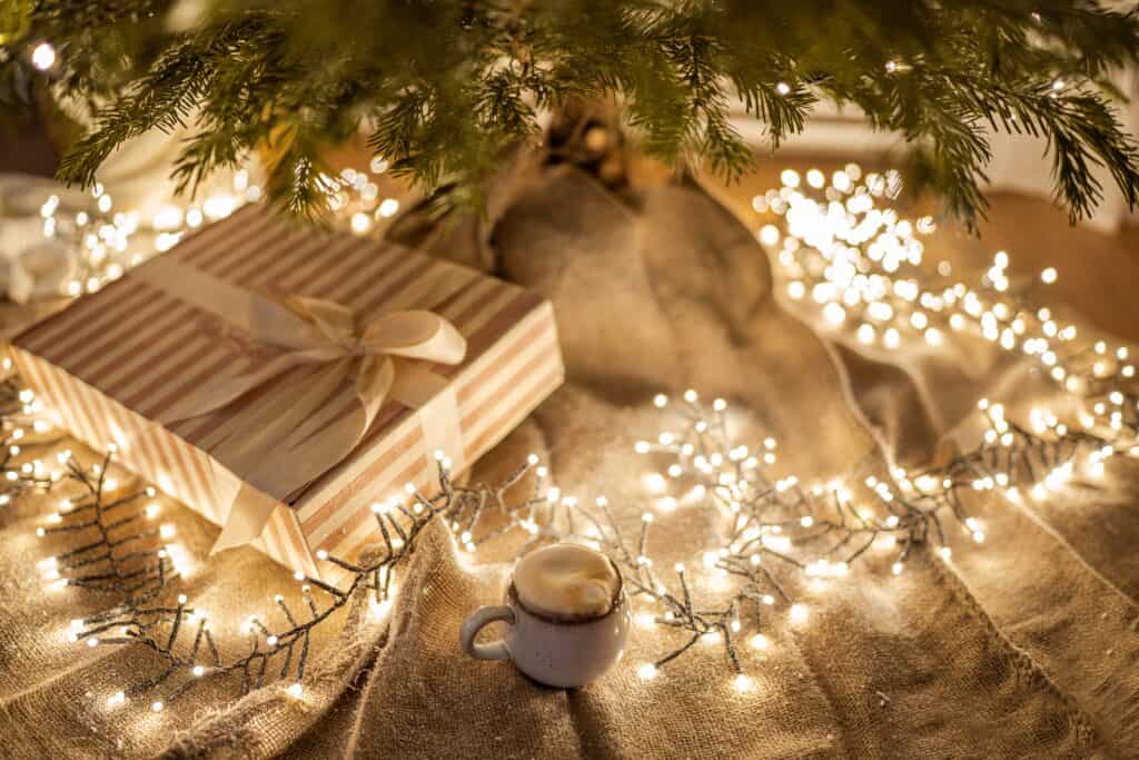 Gifts and lights under the tree