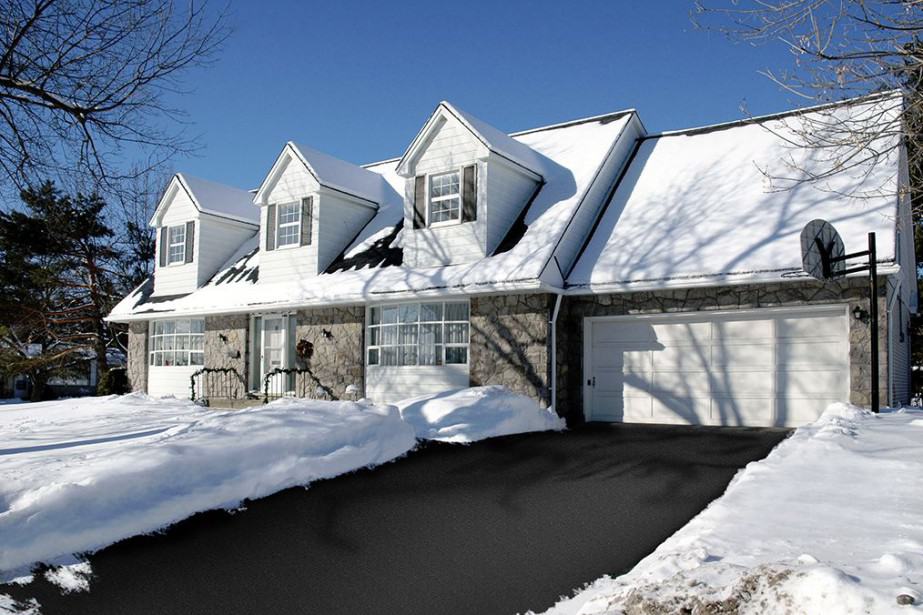 A house with a heated driveway keeping it clear of snow