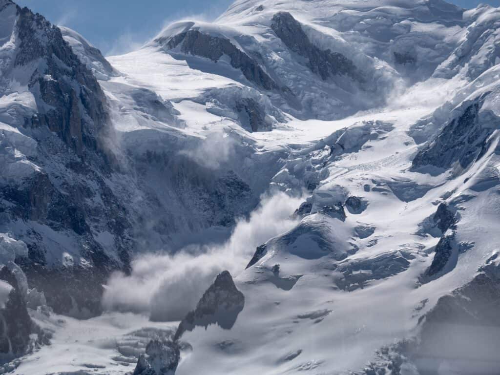 An avalanche at Mont Blanc