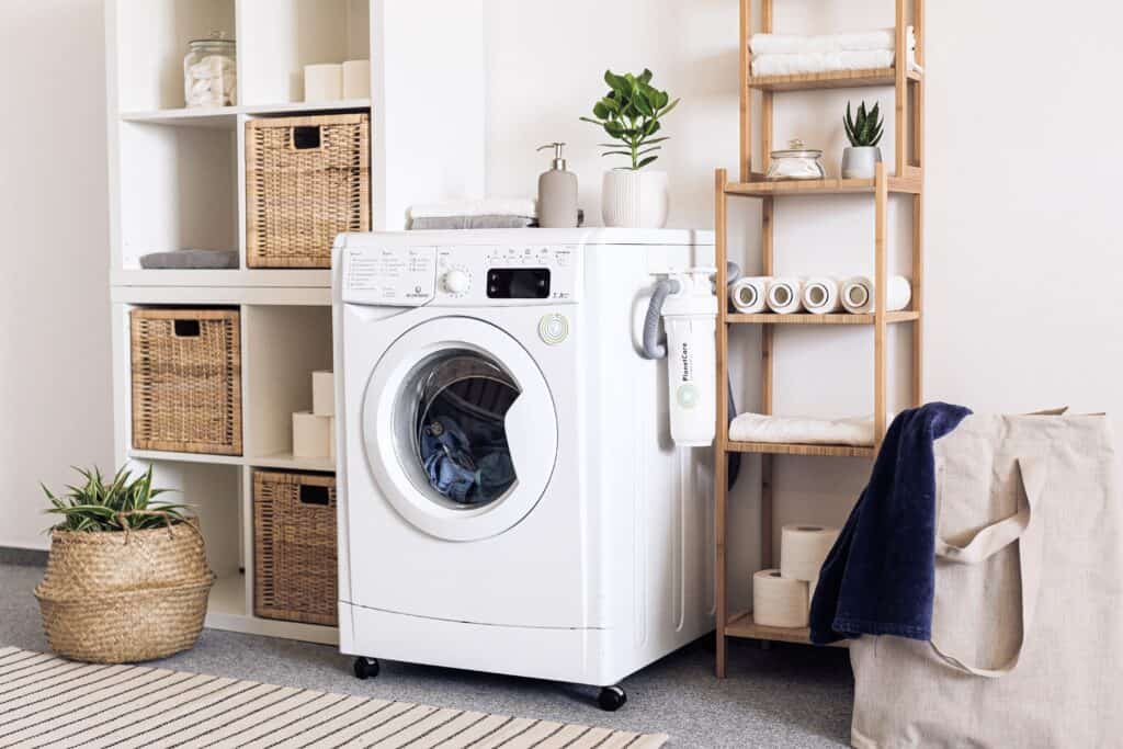 A washing machine in a utility room