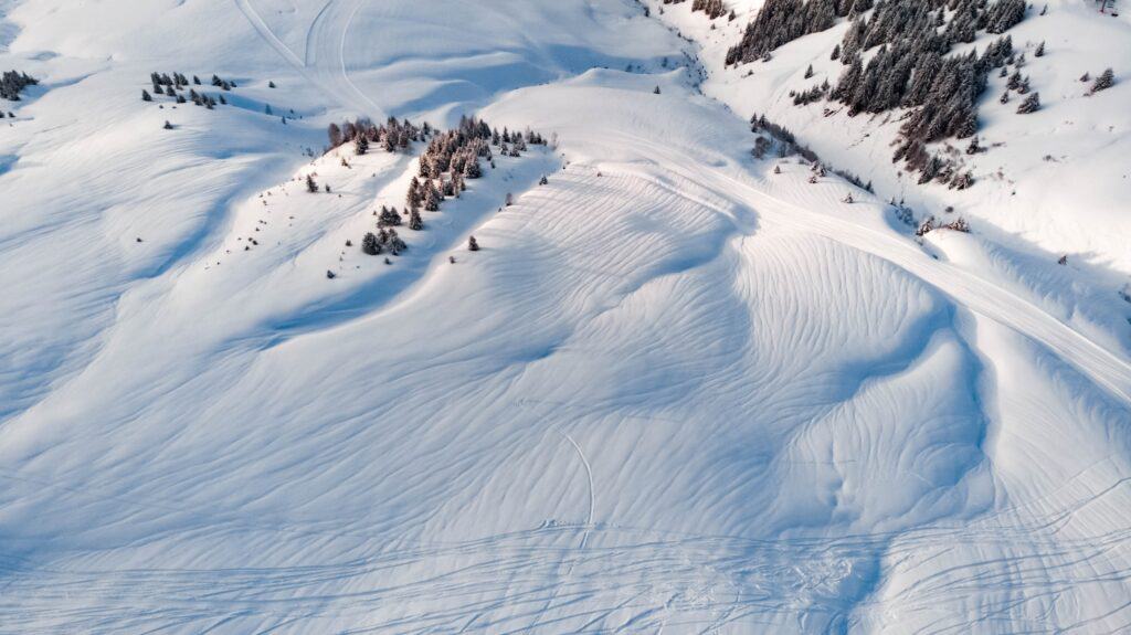 View of the snow in the mountains