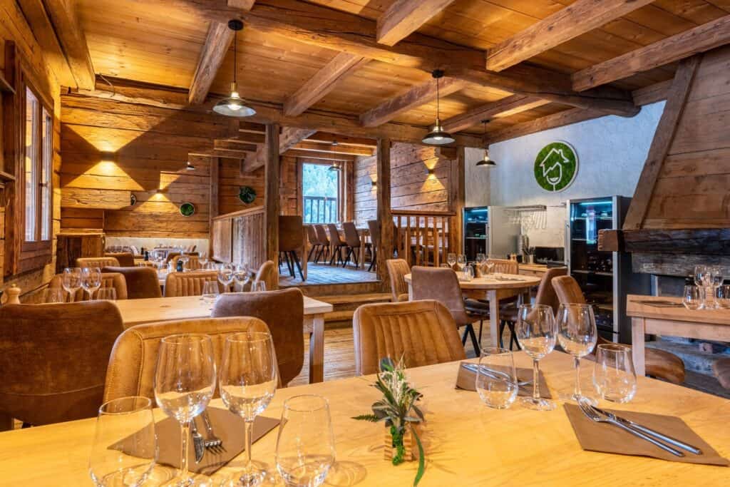 The cosy interior of the Auberge du Pré Vieux in Le Grand-Bornand.