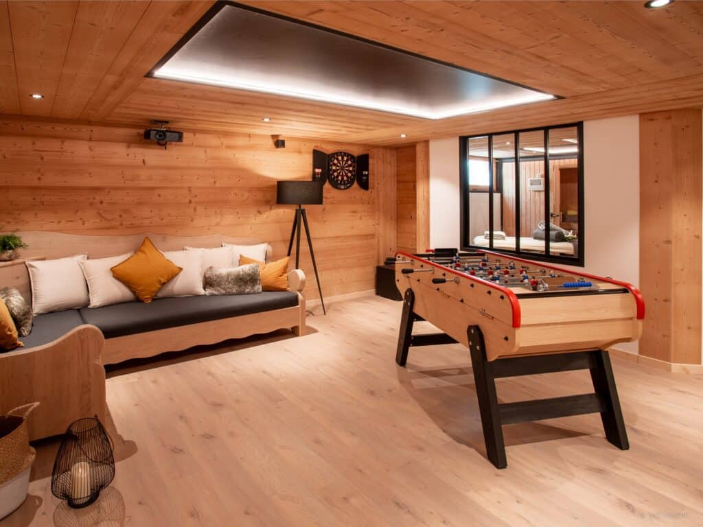 A games room with table football