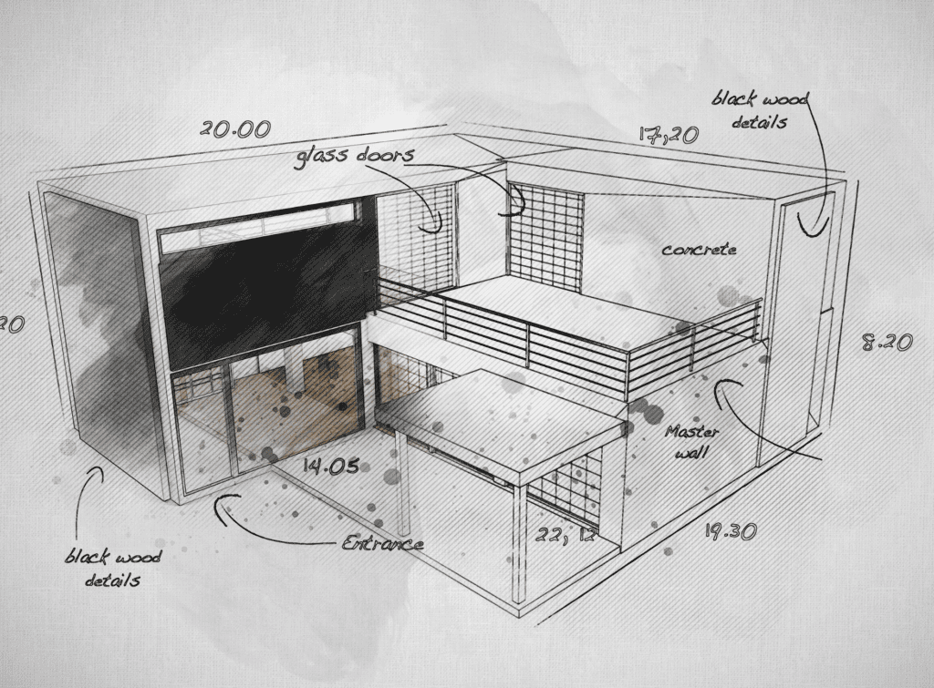 Architect's plans for a modern house