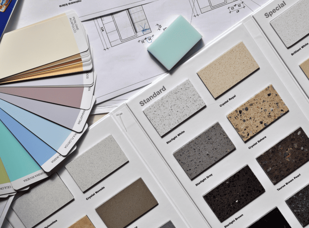 Paint swatches and material samples