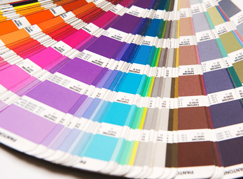 A fan of paint swatches