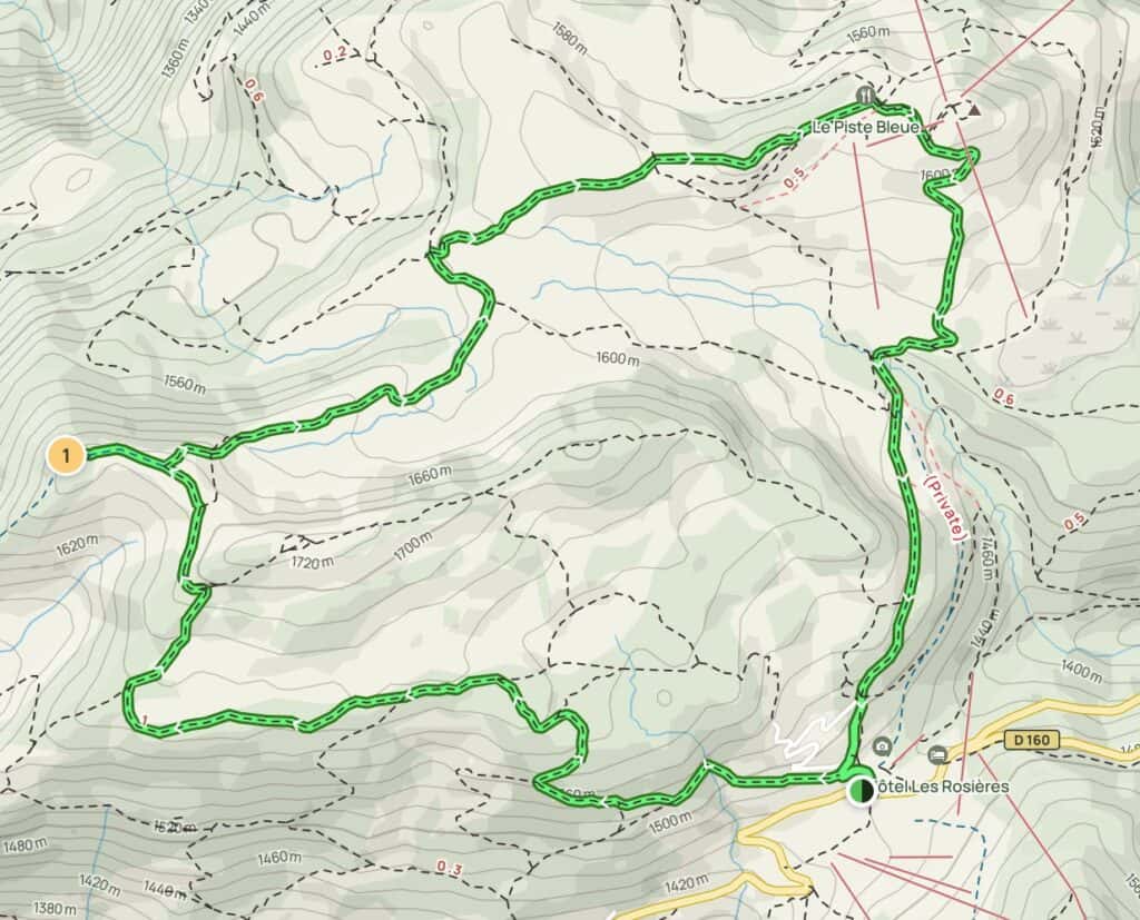 A map showing the route of Col de la Croix Fry - Croix du Colomban