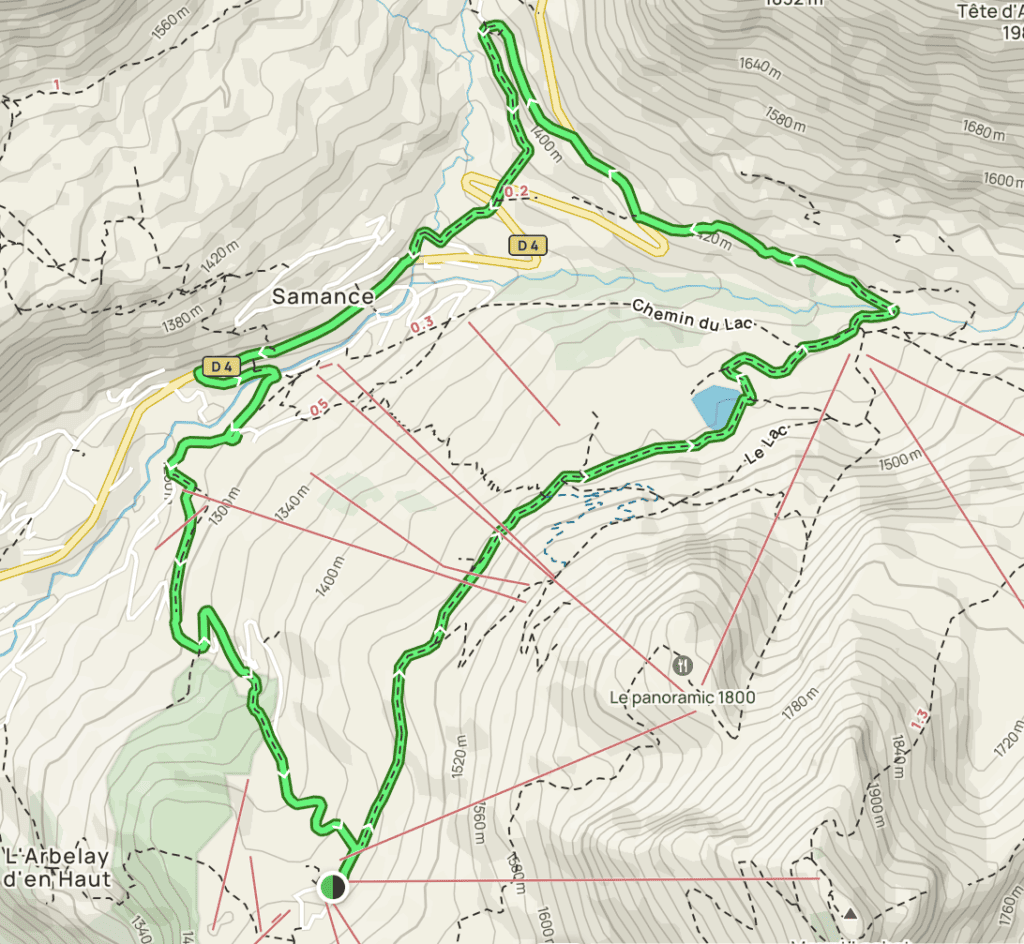 Le Lachat - Lac de la Cour - Samance route map