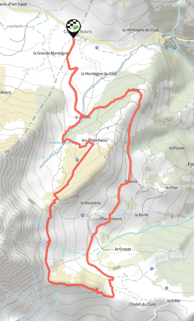 A map of the route of The Cross of the Frêtes