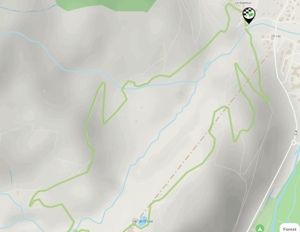 A map of the route of Loop Le Baptieu, Colombaz, L'Etape