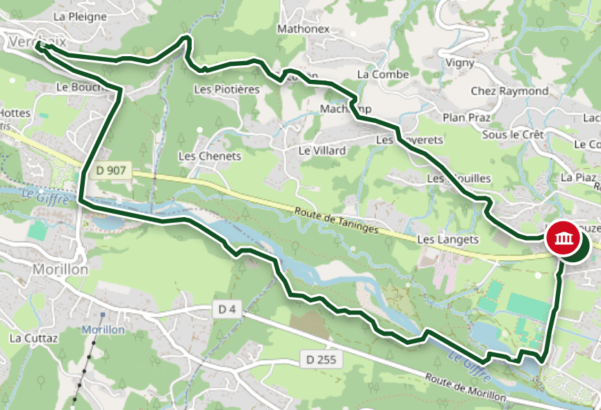 Map of the route from Samoëns to Verchaix