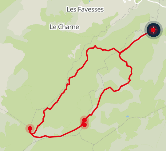 Map of the hike to Col du Jaillet from Combloux.