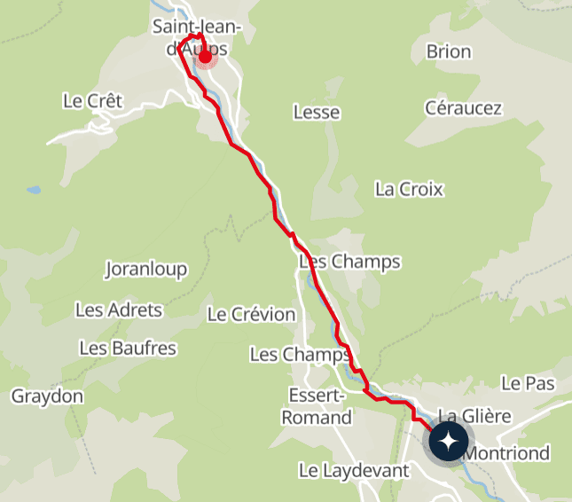 Map of the trail along the banks of the Dranse.