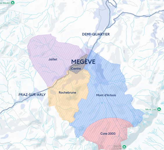 Plan of the sectors in Megève.